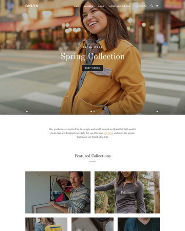 Shopify's Brooklyn free e-commerce site template 