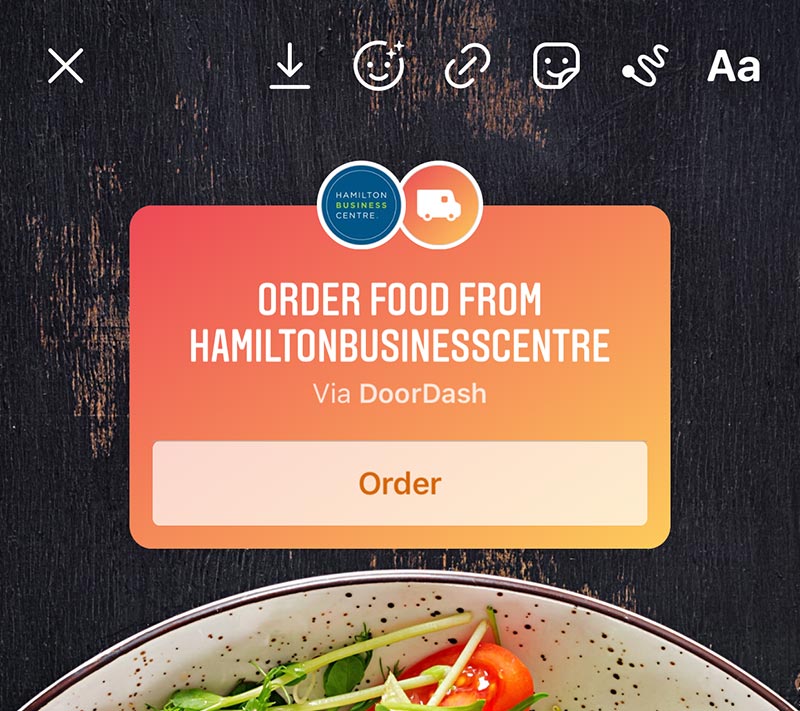 How to add Instagram's food delivery and gift card stickers. Step 5