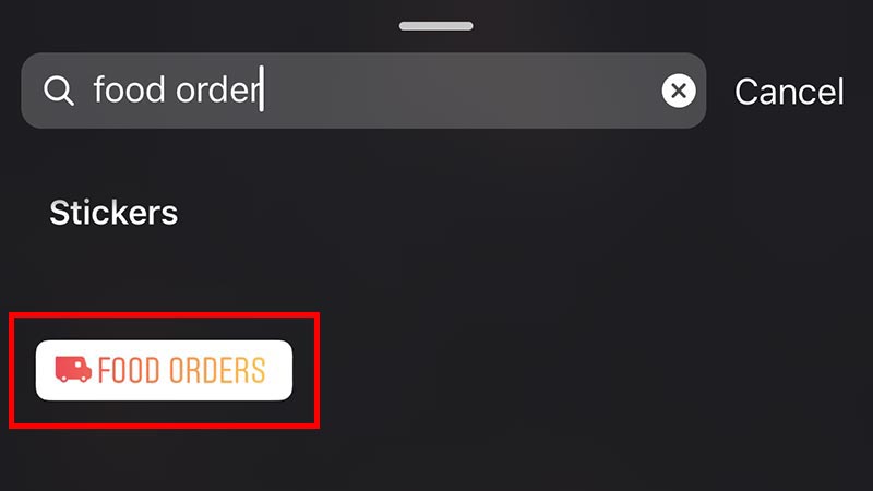 How to add Instagram's food delivery and gift card stickers. Step 2