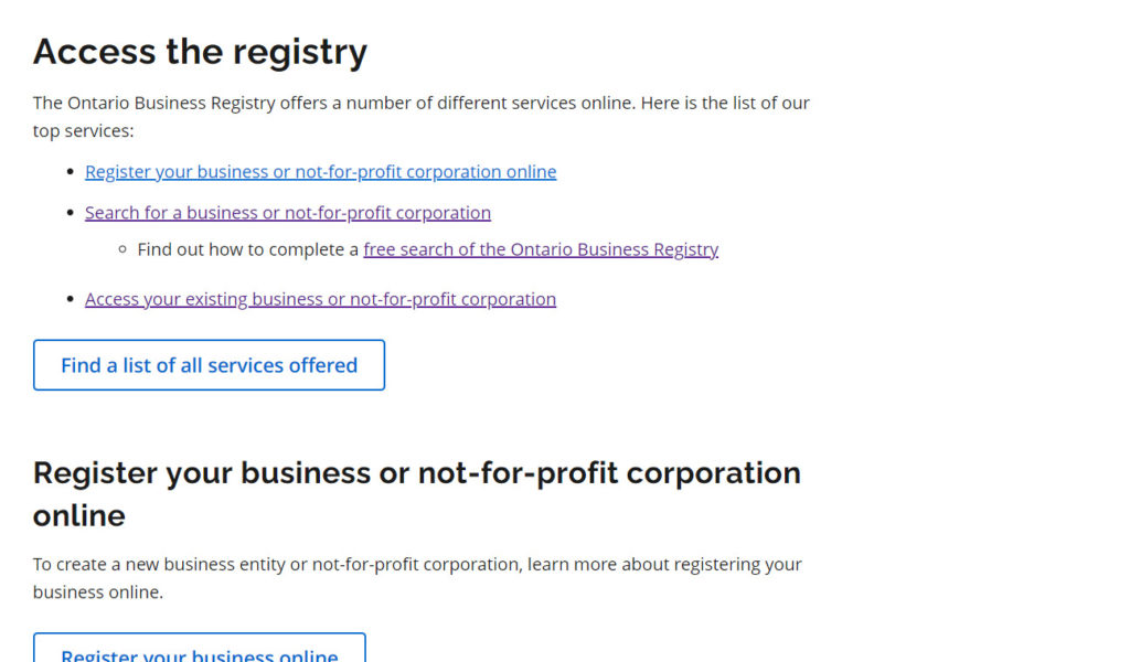 Ontario Business Registry