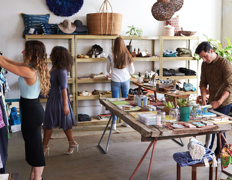 customers browsing in small local business storefront