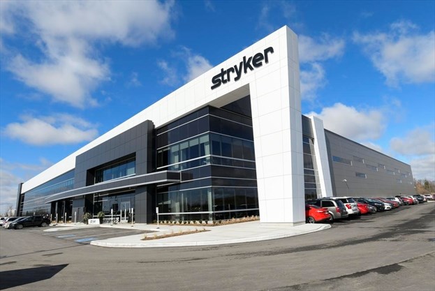 Building with Stryker logo on facade