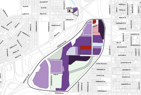 Map of West Hamilton Innovation District and McMaster Innovation Park