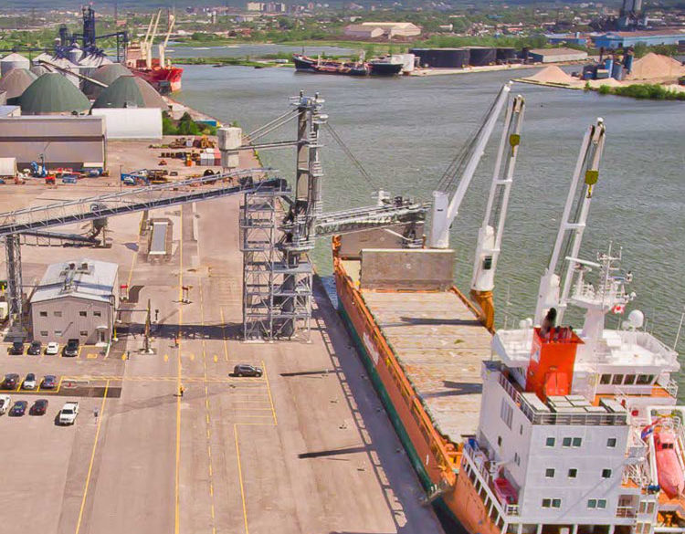 An aerial view of Hamilton Port