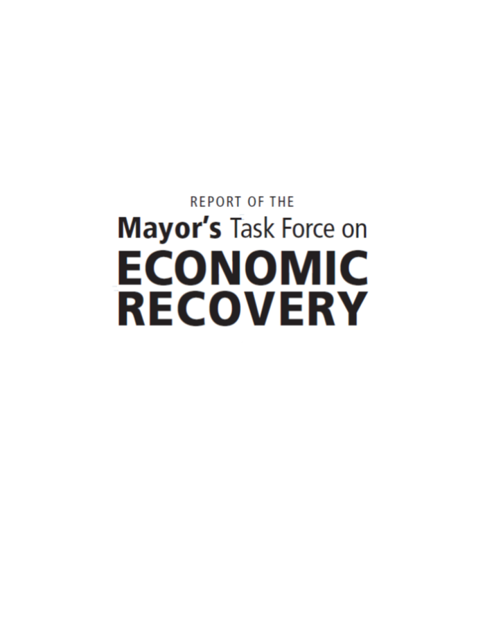 Mayor's Task Force on Economic Recovery - Cover Page to Report