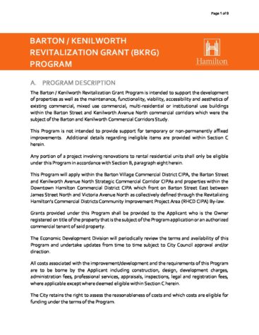 The Barton / Kenilworth Revitalization Grant Program Description 2022 thumbnail