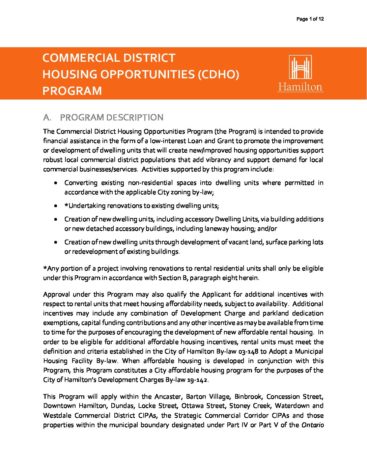 Commercial District Housing Opportunities Program 2022 thumbnail