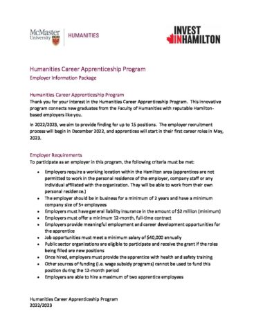 Humanities Career Apprenticeship Program Employer Package 22 23 thumbnail
