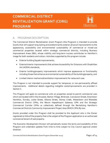 Commercial District Revitalization Grant Program Terms thumbnail