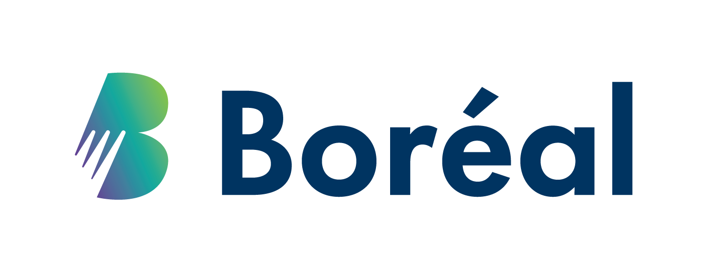 Collège Boréal logo with a stylized "B" in green and blue gradients next to the brand name in dark blue text.