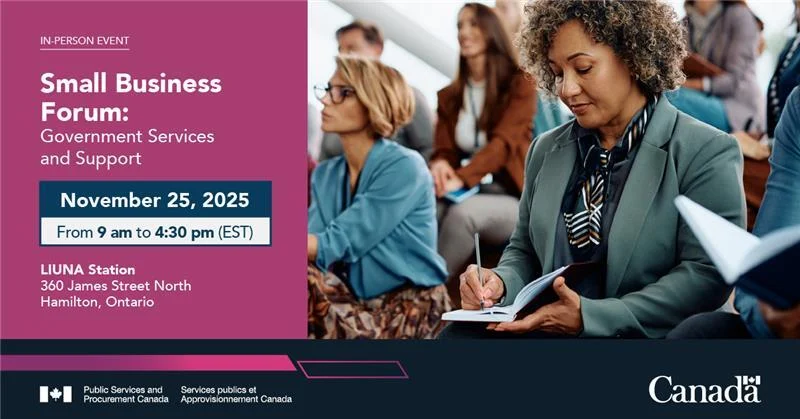 A graphics that reads Register for the Procurement Assistance Canada Small Business Forum