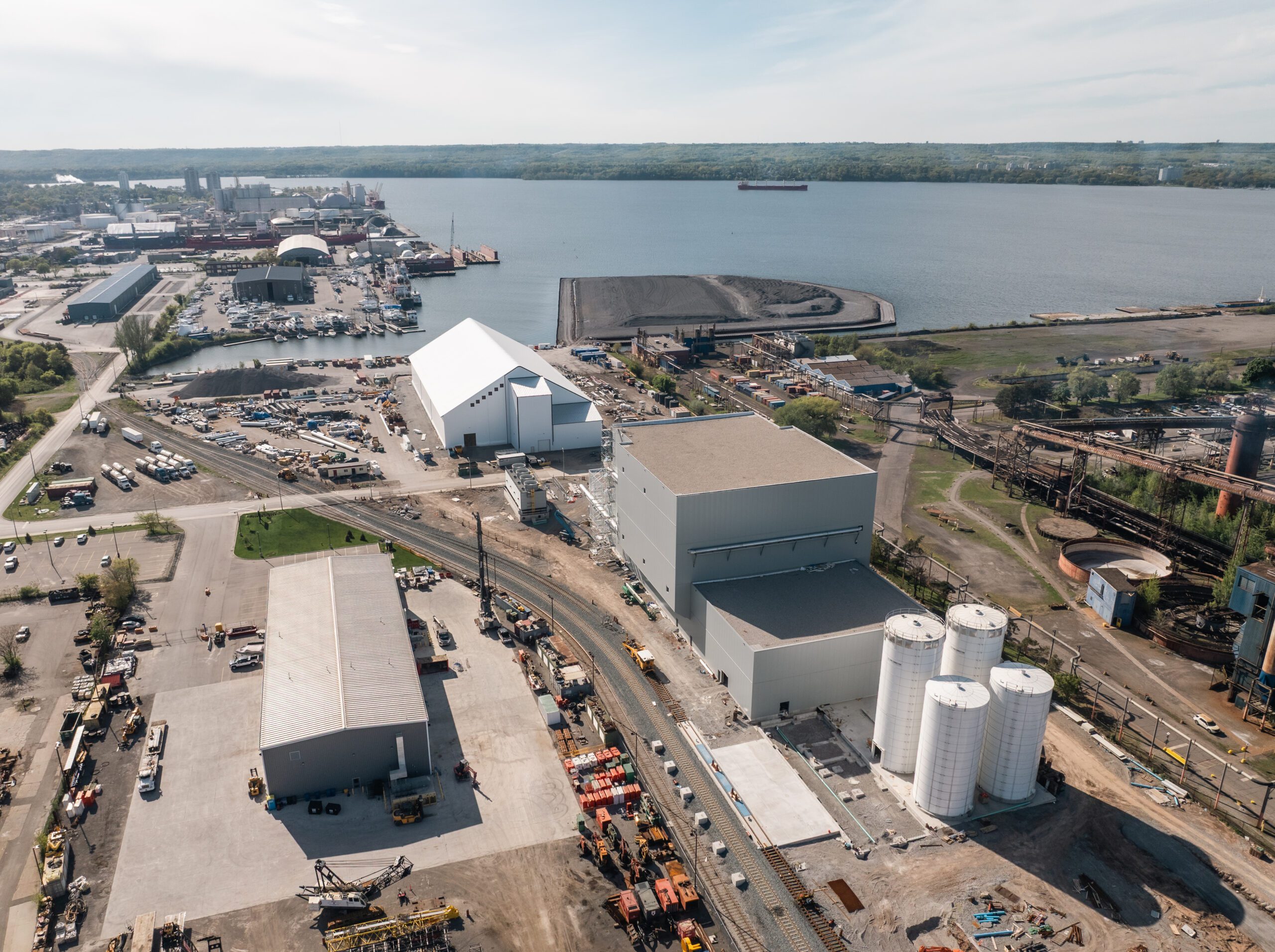 An aerial view of SucroCan's sugar refinery located at the Port of Hamilton in Hamilton, Ontario, Canada